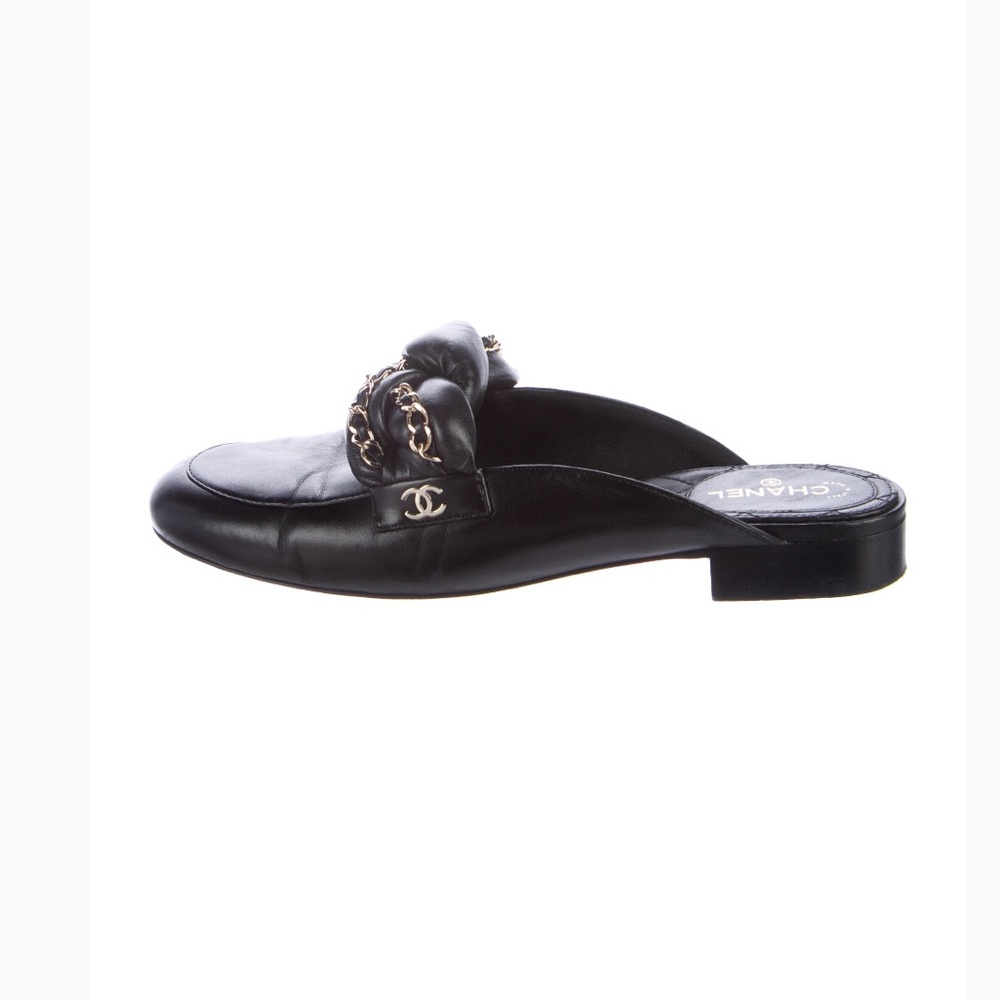 Chanel Black Braided Mules Loafer Slip on 6 RARE - Picture 2 of 15